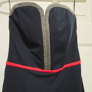 Obakki Women's Size 6 Ink Black Strapless Sheath Dress Red Trim MWT